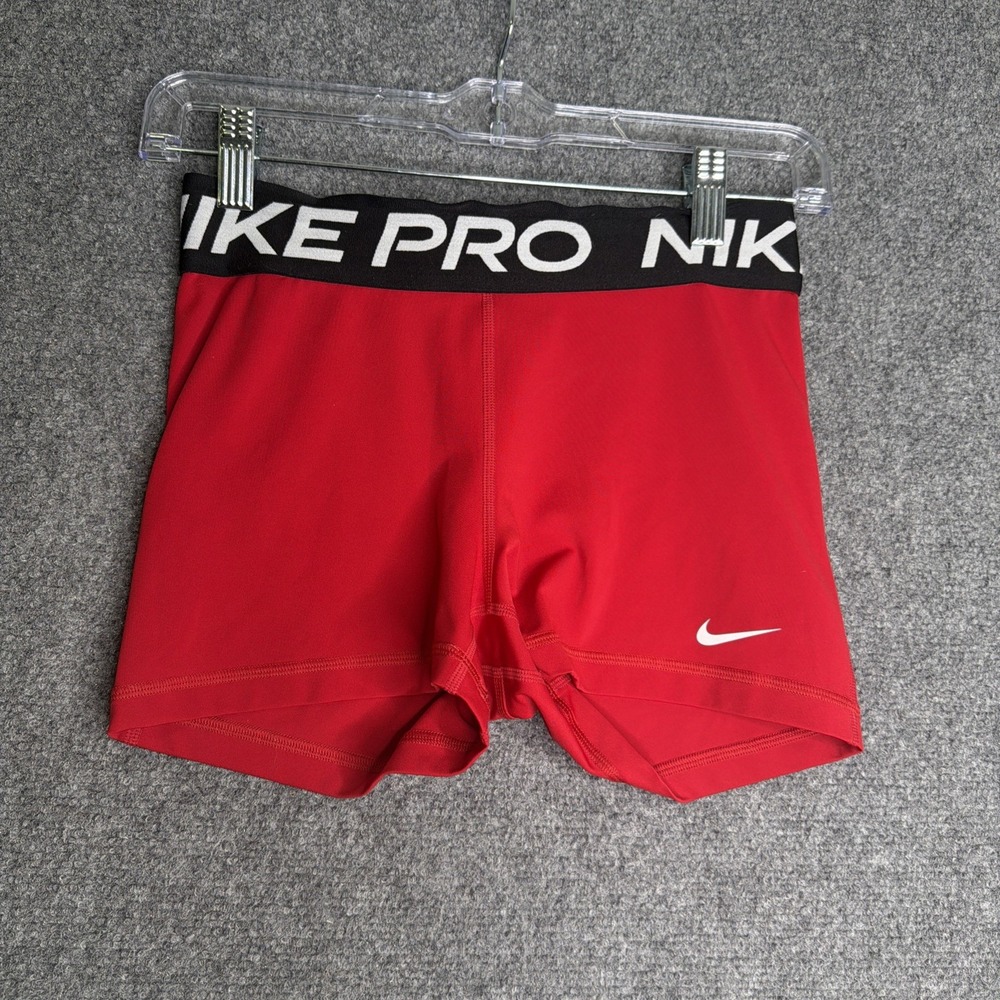 Nike Pro Shorts Womens Red Black Size Small 3" Inseam